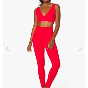 We Wore What Red Seamless Leggings and Sports Bra